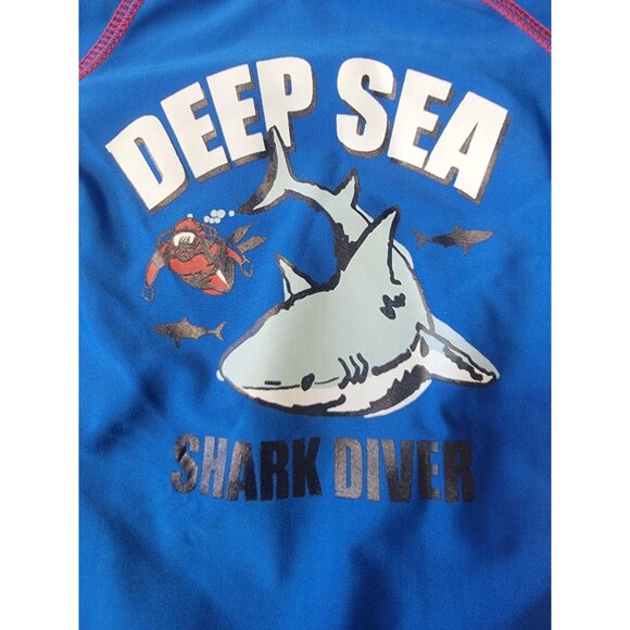 Toddler Boys OshKosh Bgosh Deep Sea Shark Diver Swim Shirt 24MO Blue Polyester - Picture 4 of 6